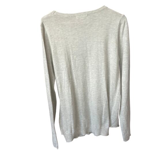 KORYE Sweater Oatmeal Heathered Knit Tie Hip Detail Med NWOT - Picture 2 of 4